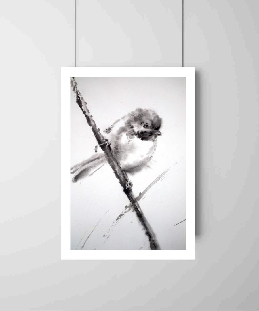 Sparrow-ink-art-print