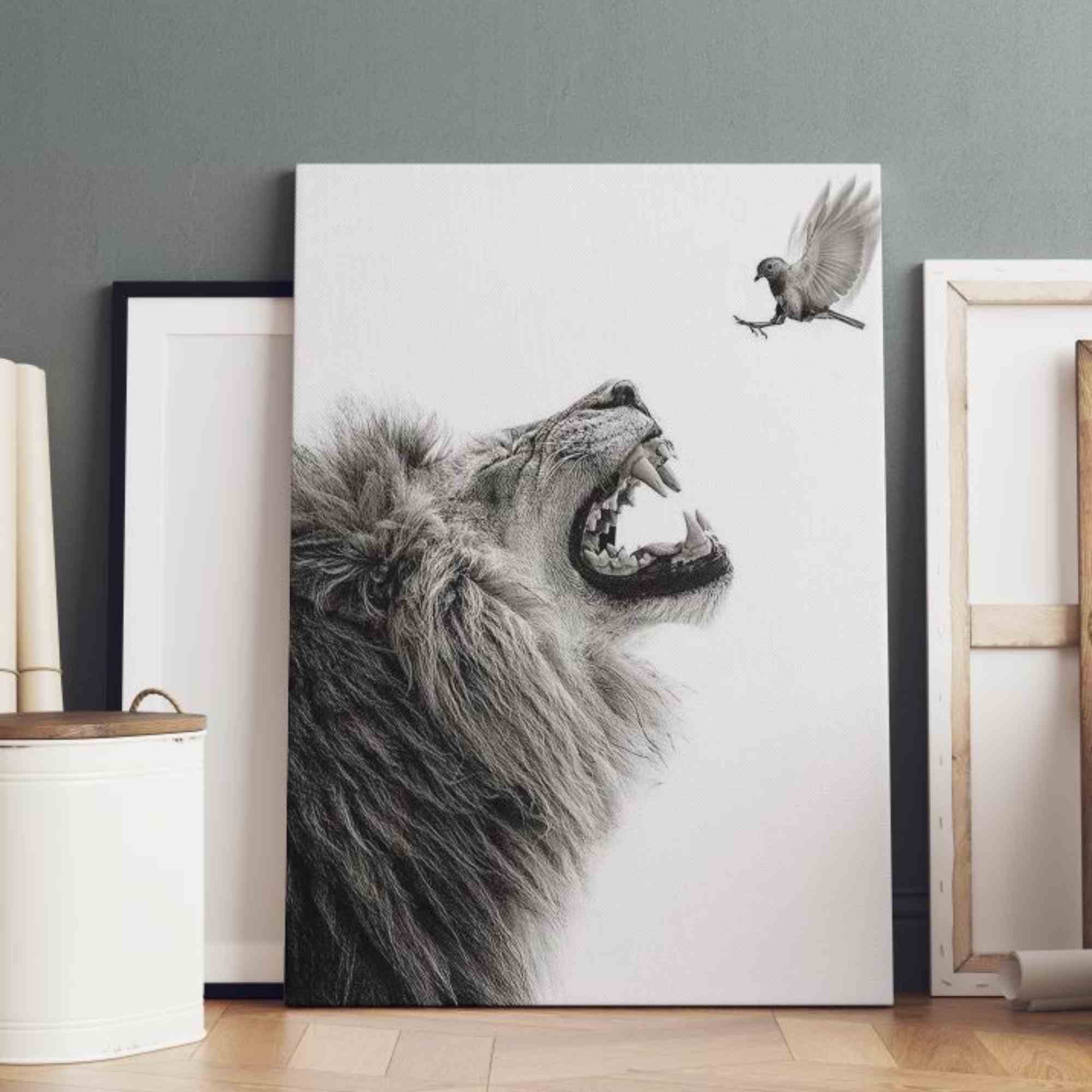 "Lion & Bird" Photo Canvas Print 5