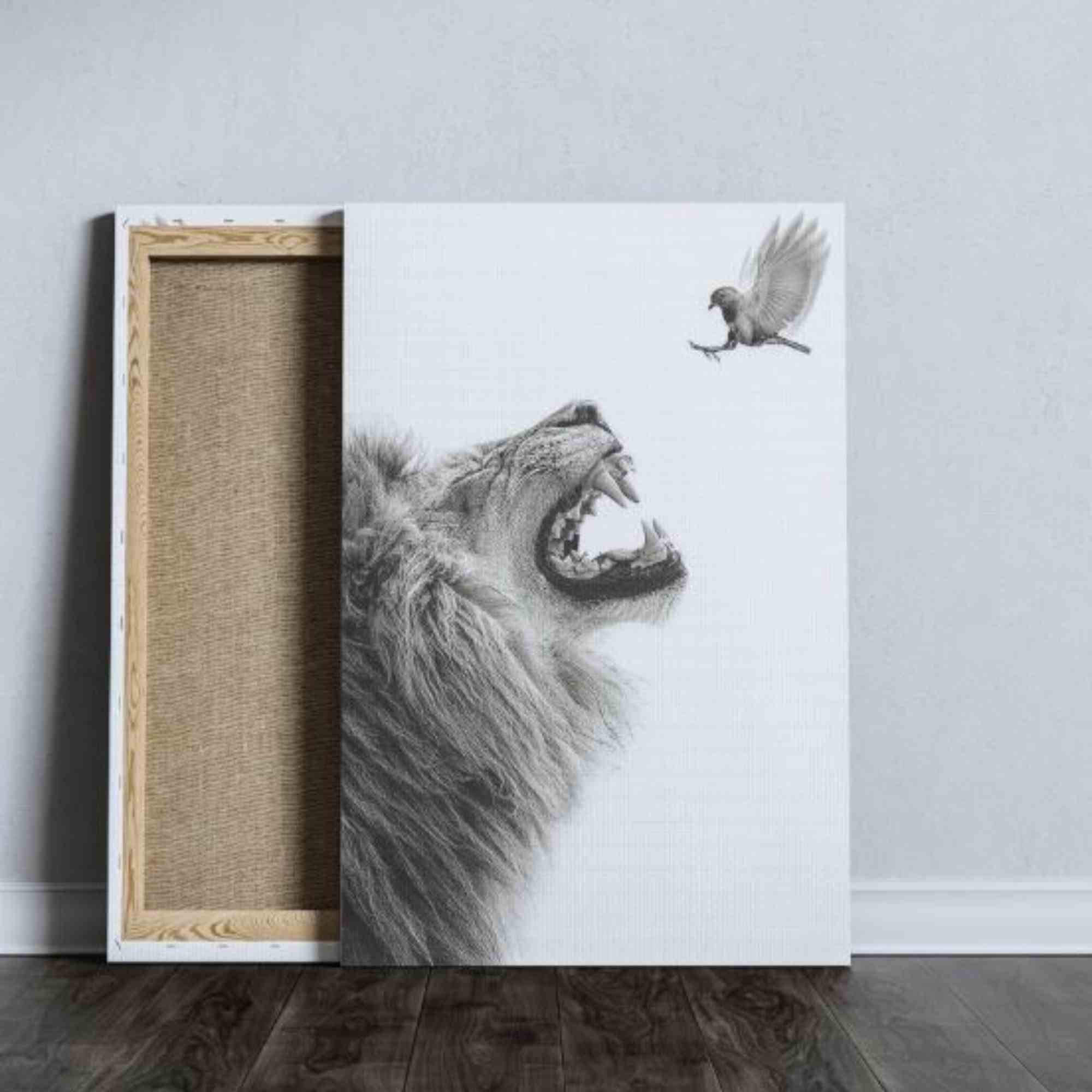 "Lion & Bird" Photo Canvas Print 3