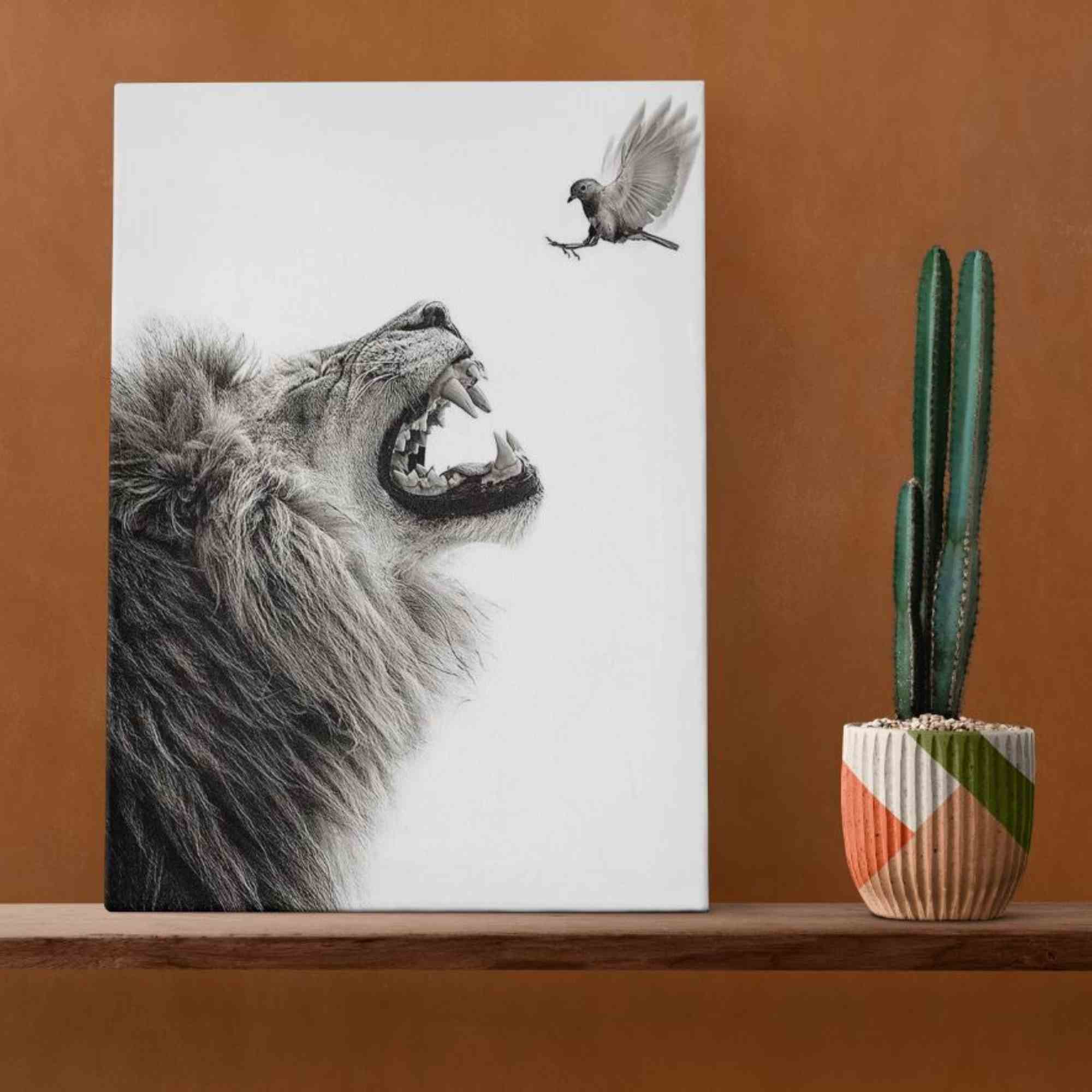 "Lion & Bird" Photo Canvas Print 2